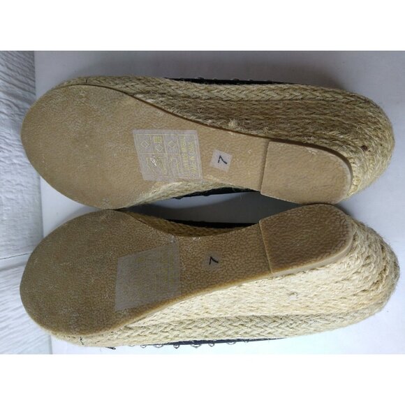 Yoki Holly Womens Black Vegan Wedge Heel Espadrille Metal Spikes Slip On Shoe 7 - Picture 6 of 8